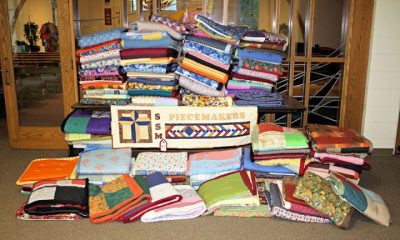 Quilts on Display before being sent to Lutheran World Relief